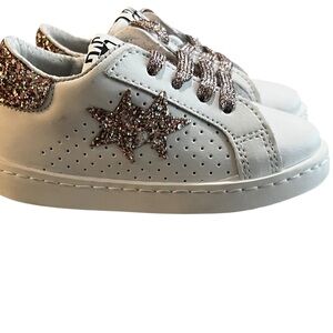 Brand new little girls’ sneakers, white with cute gold star details, size 9.